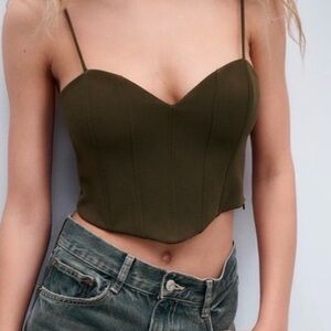 Zara Olive Corset Top